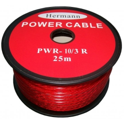 przewód zasilający, kabel mocy 10MM czerwony 25m